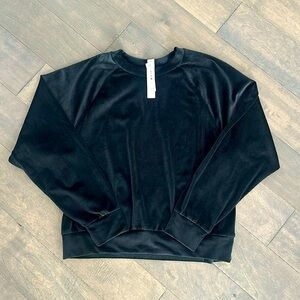 Victoria’s Secret Velour Ribbed Lounge Sweatshirt Black Size Medium